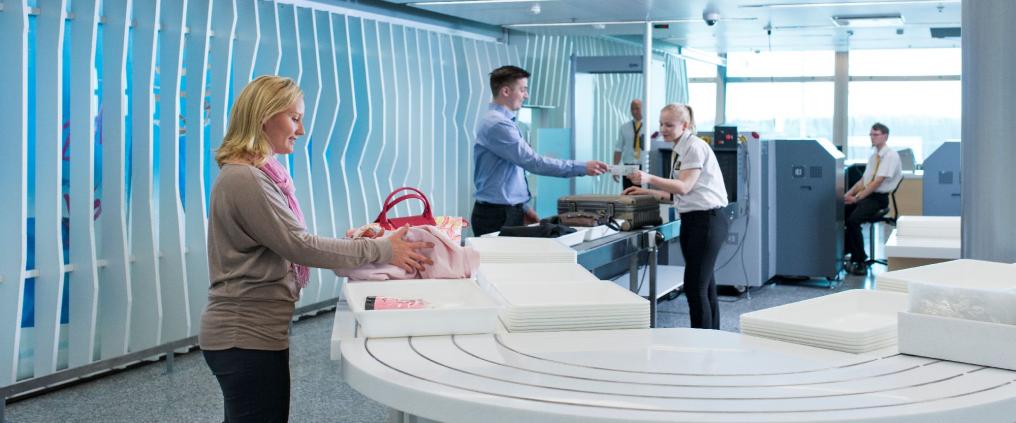 A new security check point at Helsinki Airport.