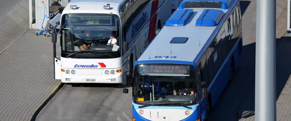 Busses at Helsinki Airport.