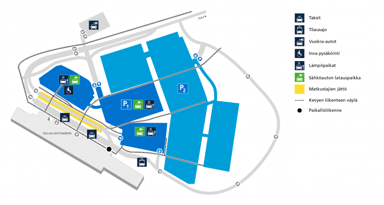 Oulun lentoaseman pysäköintikartta