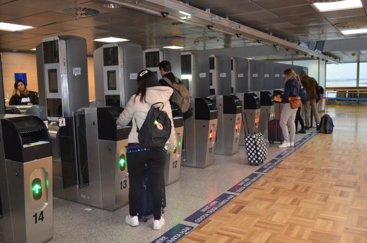 Current self-service machines at passport control area