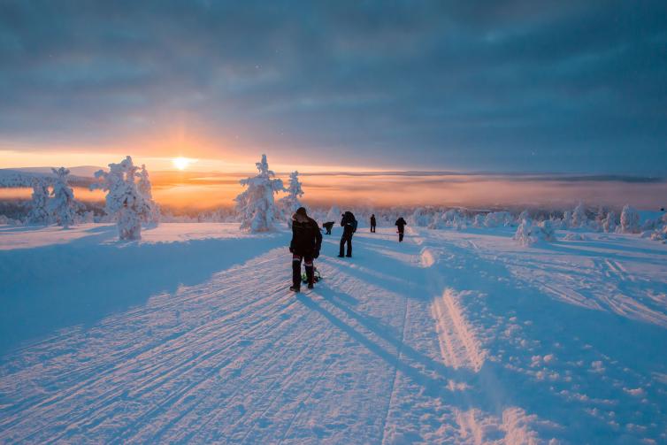 Saariselällä pulkkamäessä.