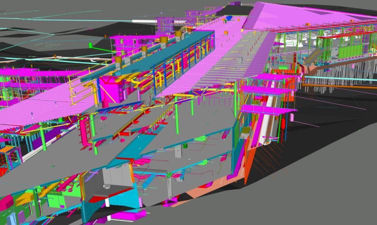 Kuvakaappaus Helsinki-Vantaan lentoaseman tietomallinnuksesta