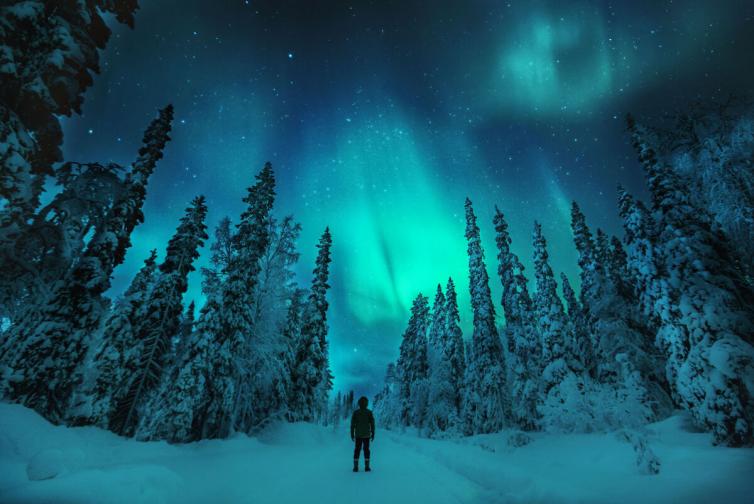 Aurora borealis in Lapland.