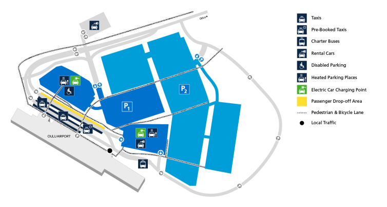 Map of the parking area at Oulu Airport