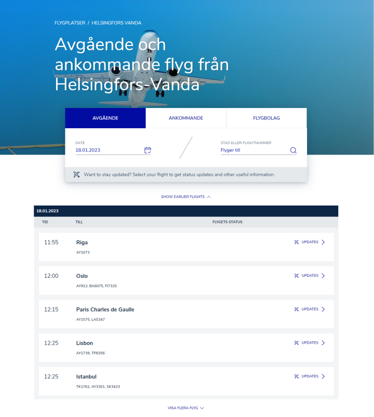 Flyg från Helsingfors-Vanda