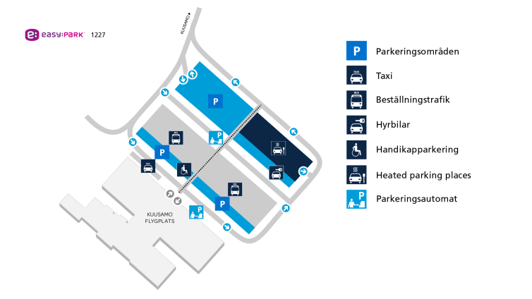 A map of the parking area at Kuusamo Airport