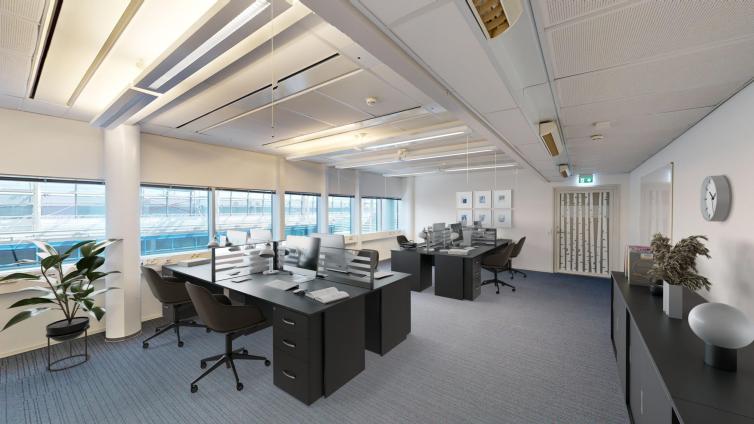 Havainnekuva avokonttorista Fleet-rakennuksessa