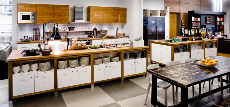 Cozy kitchen at airport lounge.