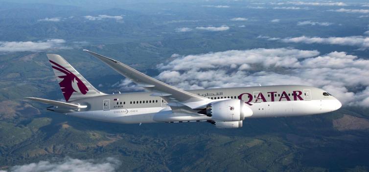 Qatar airways airplane on a flight.