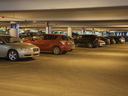Picture of cars parked in a parking space at Helsinki airport
