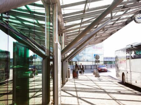Bus and taxi station at the Helsinki Airport