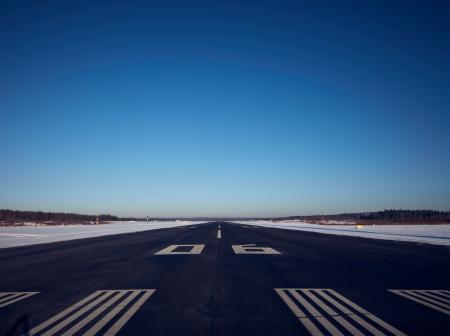 Empty runway during winter.