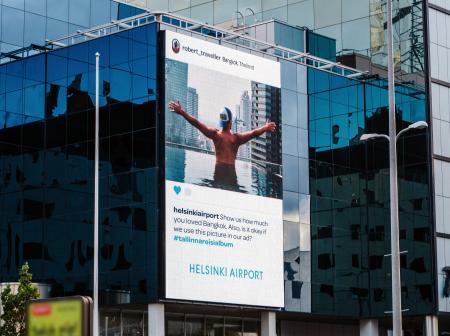 Helsinki-Vantaan ulkomainos Tallinnassa. 