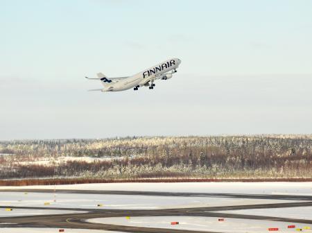 Finnair's airplane at Helsinki Airport