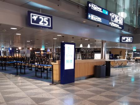 A closed restaurant at the airport terminal