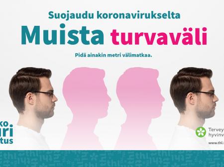 Teksti, jossa lukee "muista turvavälit"