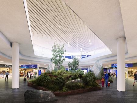 Illustration of the arrivals hall at the new terminal 2