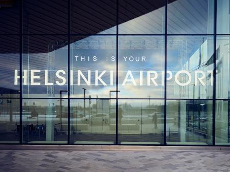 Myhelsinkiairport-campaing sign at Helsinki Airport.