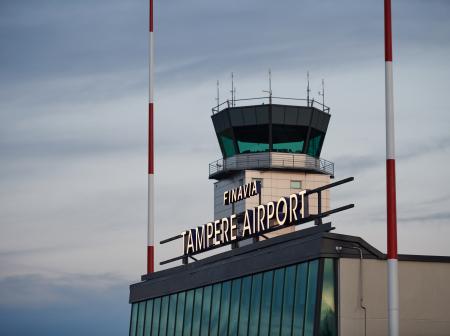 A picture of the front of Tampere-Pirkkala Airport