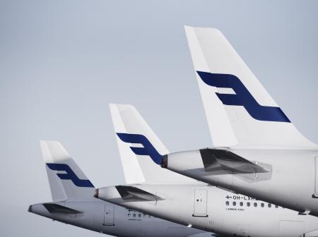 Kuvituskuva Finnairin lentokoneiden pyrstöistä