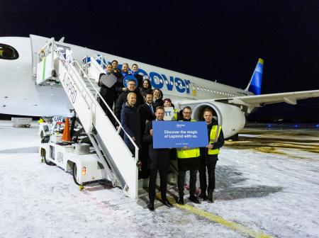 Kittilän lentoasemalla juhlittiin Discover Airlinesin ensilentoa Frankfurtista