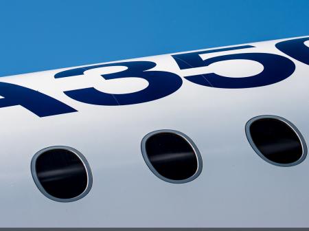 The side of Airbus A350 -airplane.