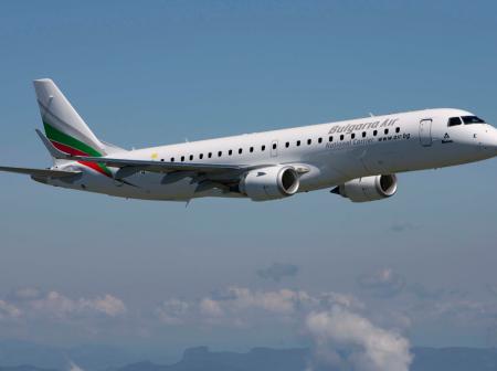 Bulgaria Air airplane on flight.