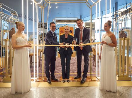 Ceremonial ribbon cutting at Bulgari pop up's opening ceremony.