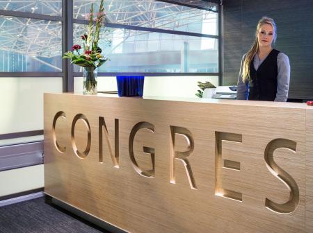Reception counter at Helsinki Airport Congress Center.