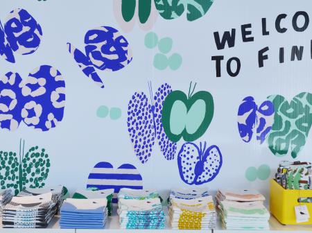 Design linens on a talbe.