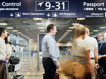 Passenger going to passport control.