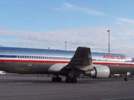 American Airlines airplane at airport.
