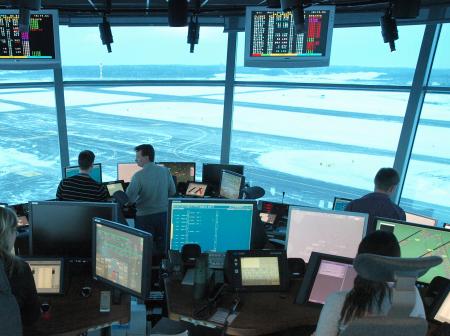 The air traffic control at Helsinki Airport.