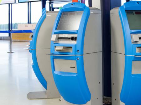 Check-in kiosks at Oulu airport.