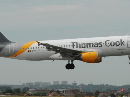 Thomas Cook airplane is landing.