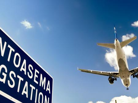 An airport traffic sign outside of the airport.