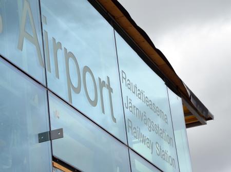 Facade of Helsinki airport's train station.