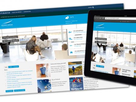 Finavia website shown on different devices.