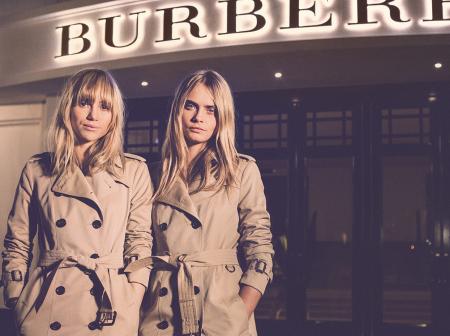 Two women in Burberry coats.