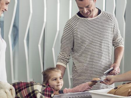 Family is going through security control.