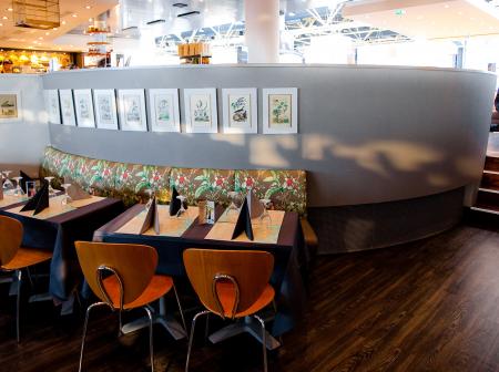 Tables at a restaurant at airport.