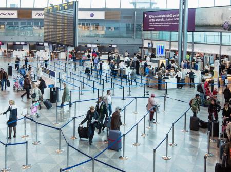 The main lobby of Helsinki-Vantaa Airport.