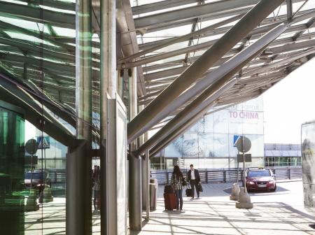 Outside of Helsinki airport's depature hall.