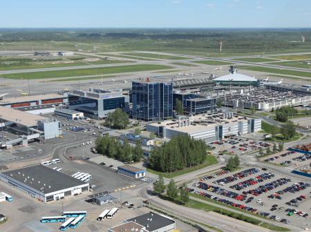 An aerial image of Helsinki Airport.