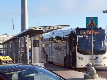 A Finnair buss at Helsinki Airport.