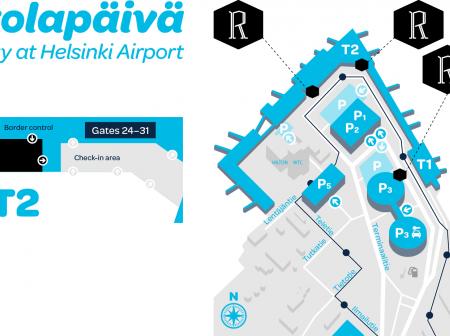A map of restaurants at the airport.