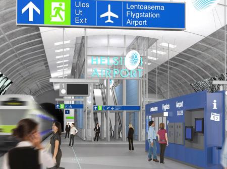 Architectural visualization of  Helsinki Airports train station.