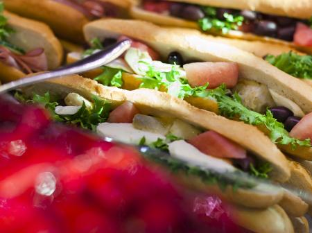 Close-up of multiple sandwiches.