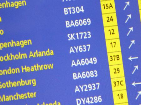 A display showing flight information.