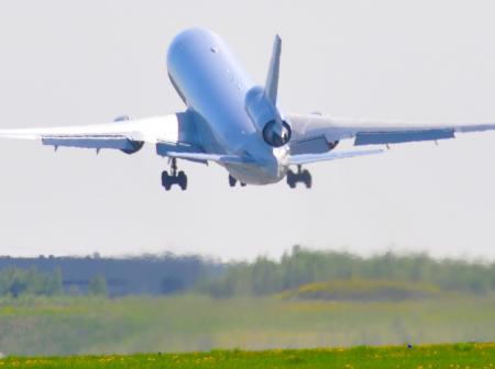An airplane taking off.